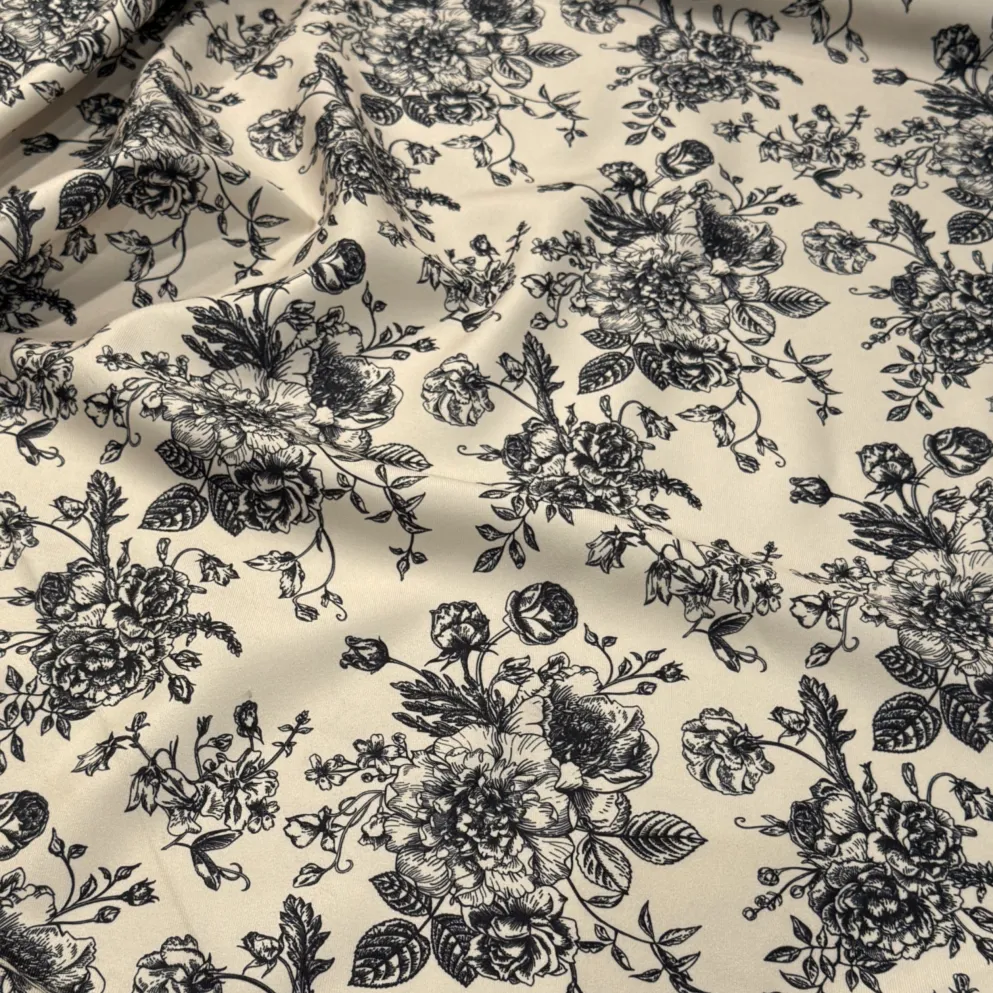 French Toile (Poly Print) Table Napkin in Black / Taupe
