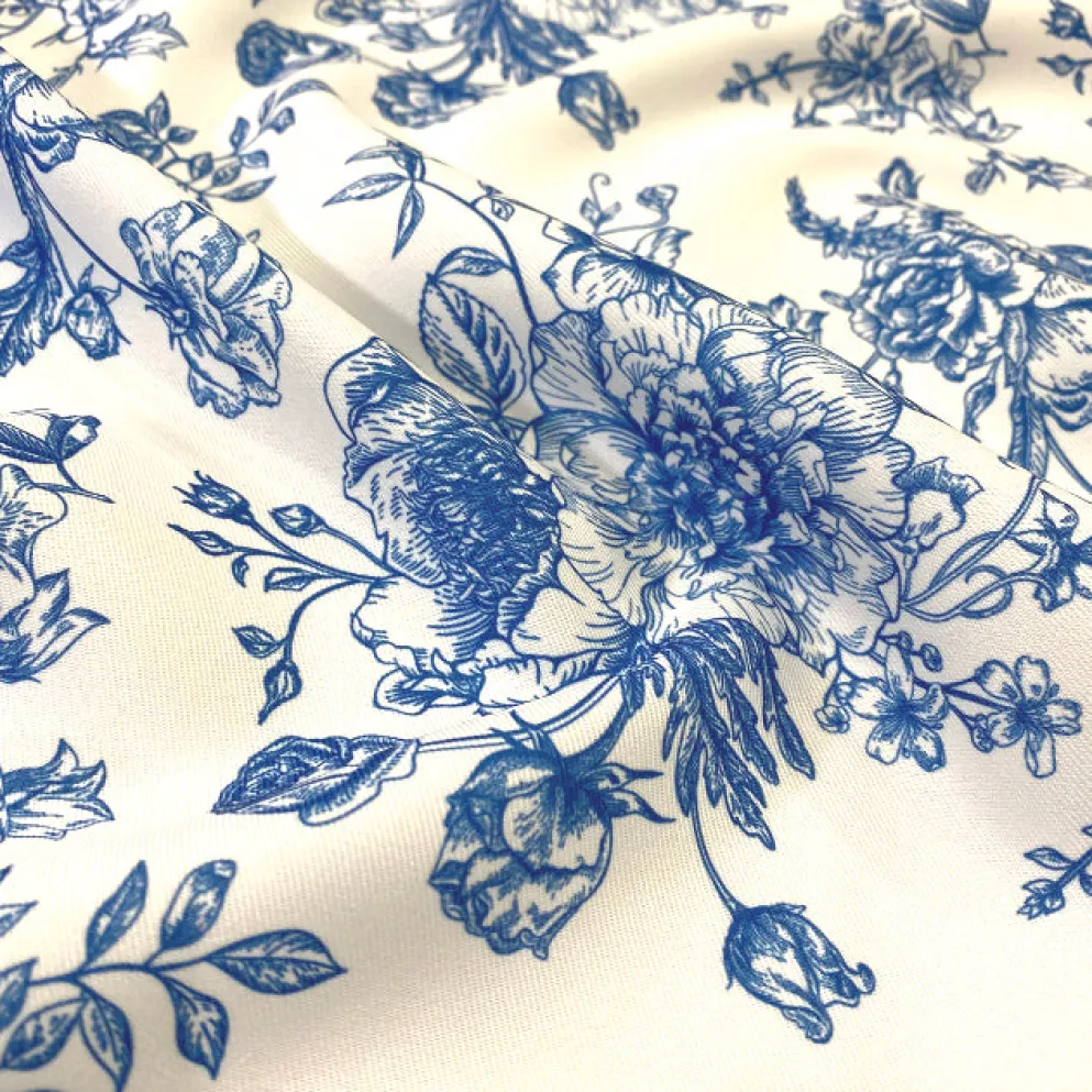 French Toile (Poly Print) Table Napkin in Royal Blue