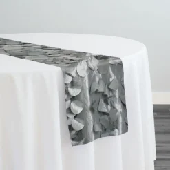 Funzie (Circle Hanging) Taffeta Table Runner in Charcoal