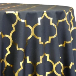 Gatsby (Metallic Print) Table Linen in Black and Gold