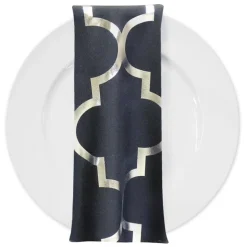 Gatsby (Metallic Print) Table Napkin in Black and Silver
