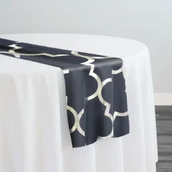 Gatsby (Metallic Print) Table Runner in Black and Silver