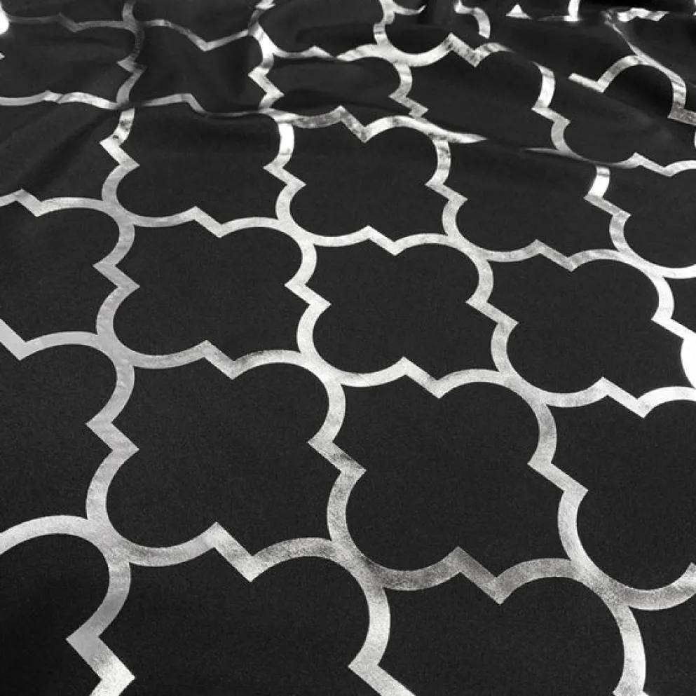 Gatsby (Metallic Print) Table Runner in Black and Silver