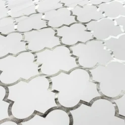 Gatsby (Metallic Print) Table Runner in White and Silver