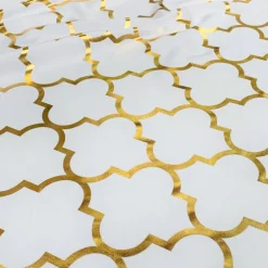 Gatsby (Metallic Print) Table Runner in White and Gold