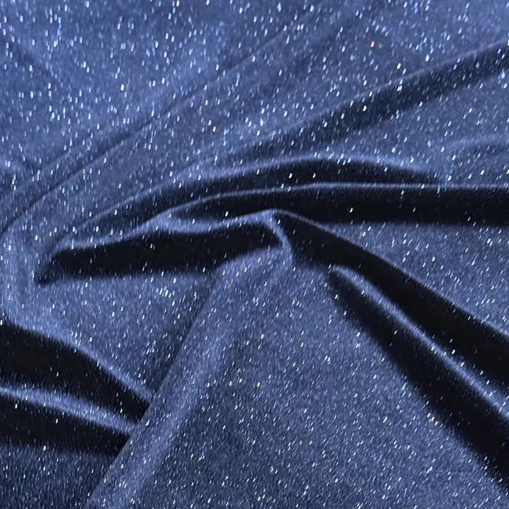 Glitter Velour Table Linen in Navy