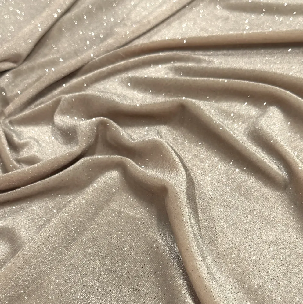Glitter Velour Table Linen in Beige