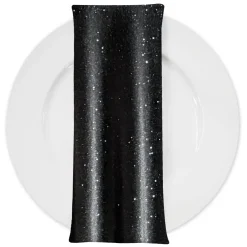 Glitter Velour Table Napkin in Black