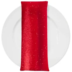 Glitter Velour Table Napkin in Red