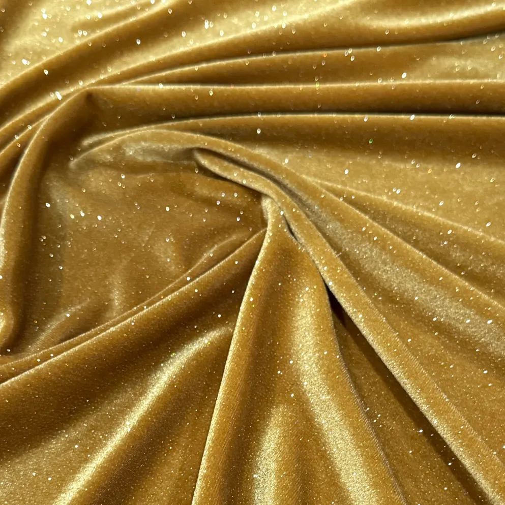 Glitter Velour Table Napkin in Gold