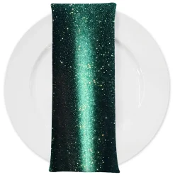 Glitter Velour Table Napkin in Hunter Green