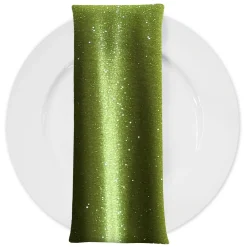 Glitter Velour Table Napkin in Olive