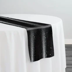Glitter Velour Table Runner in Black