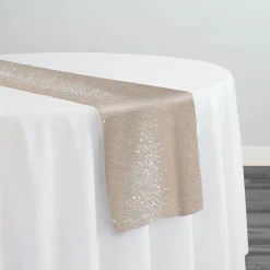 Glitter Velour Table Runner in Beige