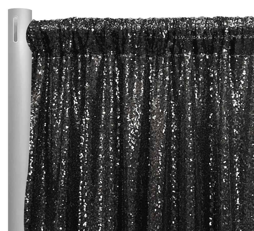 Glitz Sequins Drapery Panel in Black