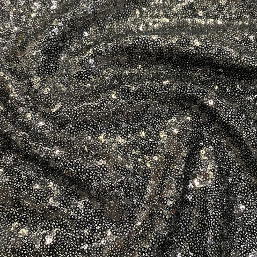 Glitz Sequins Drapery Panel in Black