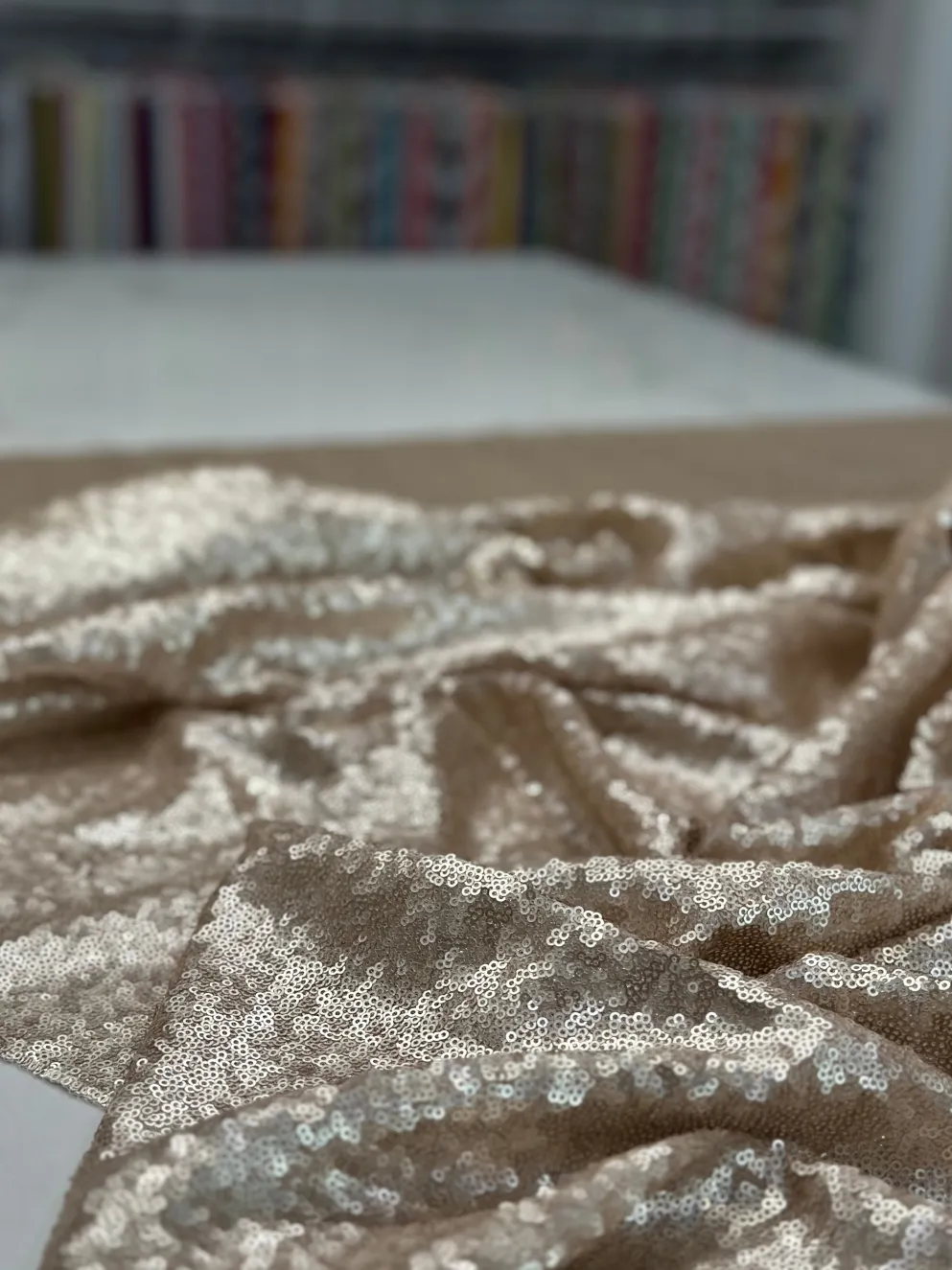 Glitz Sequins Table Linen in Blush Matte