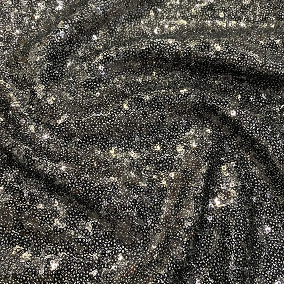 Glitz Sequins (w/ Poly Lining) Table Napkin in Black