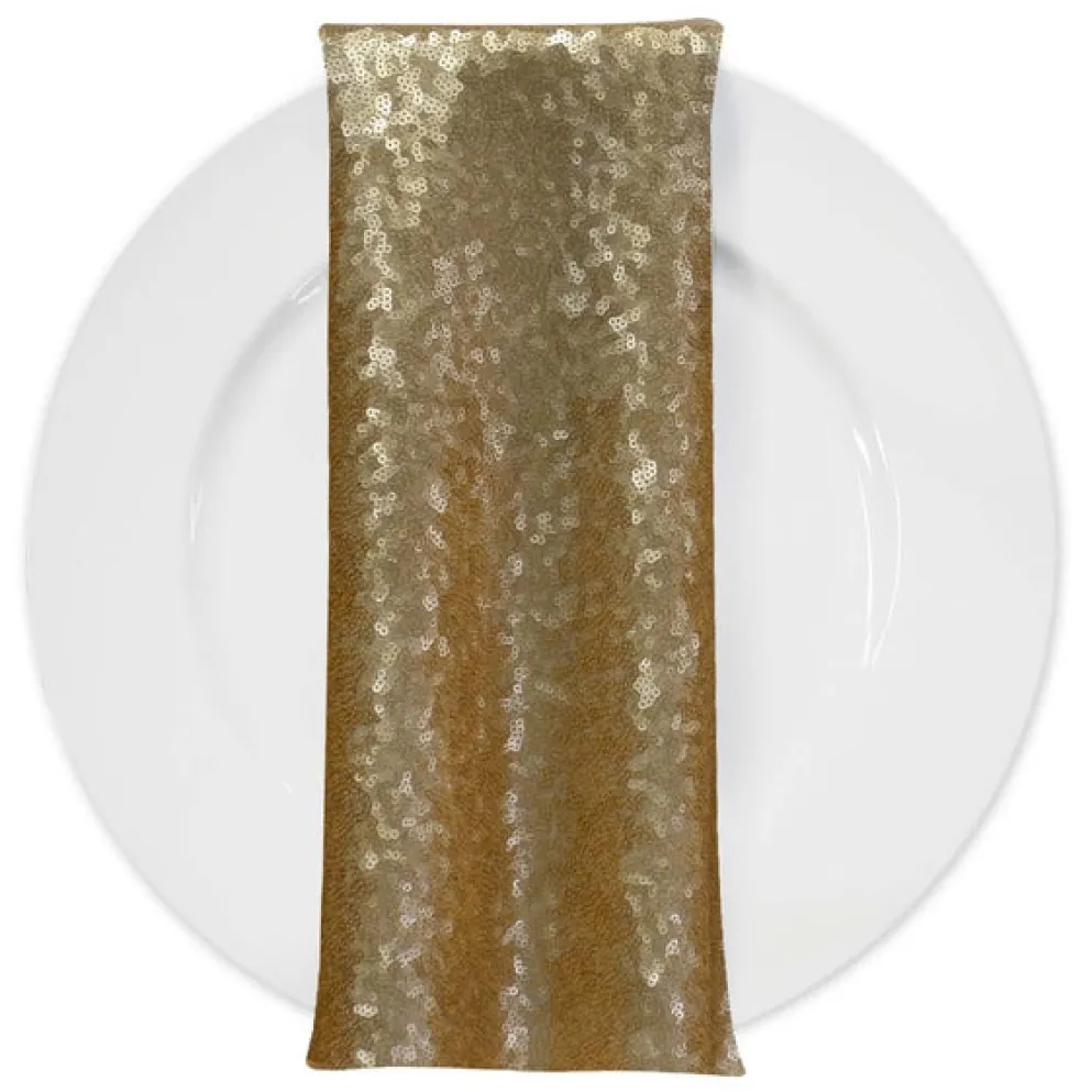 Glitz Sequins (w/ Poly Lining) Table Napkin in Antique Gold