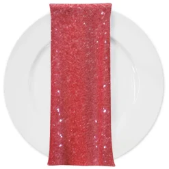 Glitz Sequins (w/ Poly Lining) Table Napkin in Coral