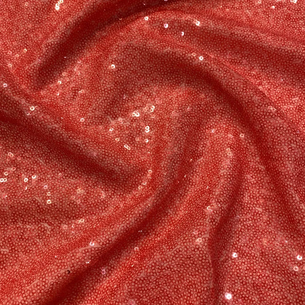 Glitz Sequins (w/ Poly Lining) Table Napkin in Coral