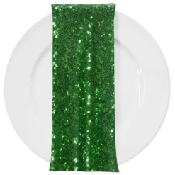Glitz Sequins (w/ Poly Lining) Table Napkin in Emerald