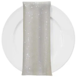 Glitz Sequins (w/ Poly Lining) Table Napkin in Ivory