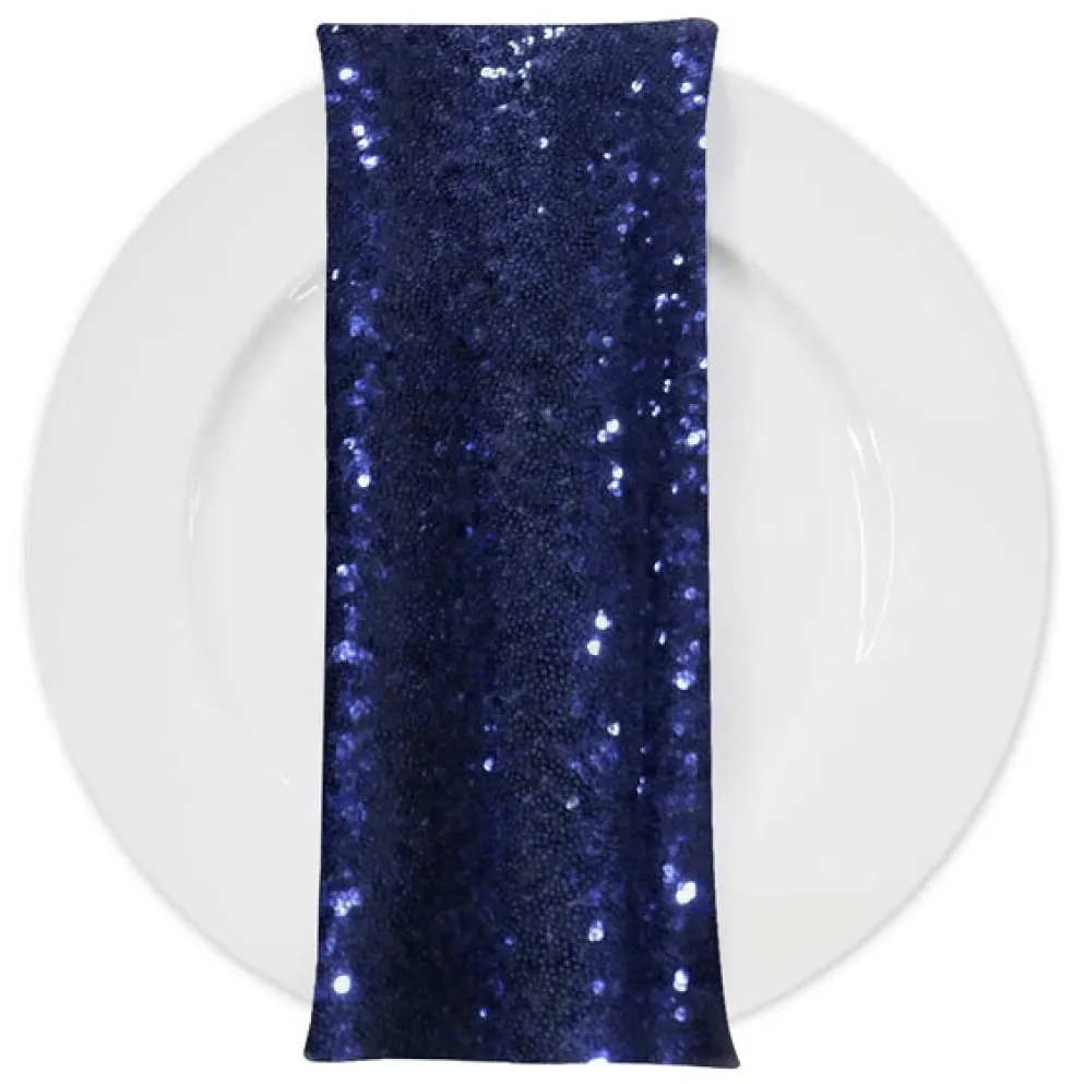 Glitz Sequins (w/ Poly Lining) Table Napkin in Navy