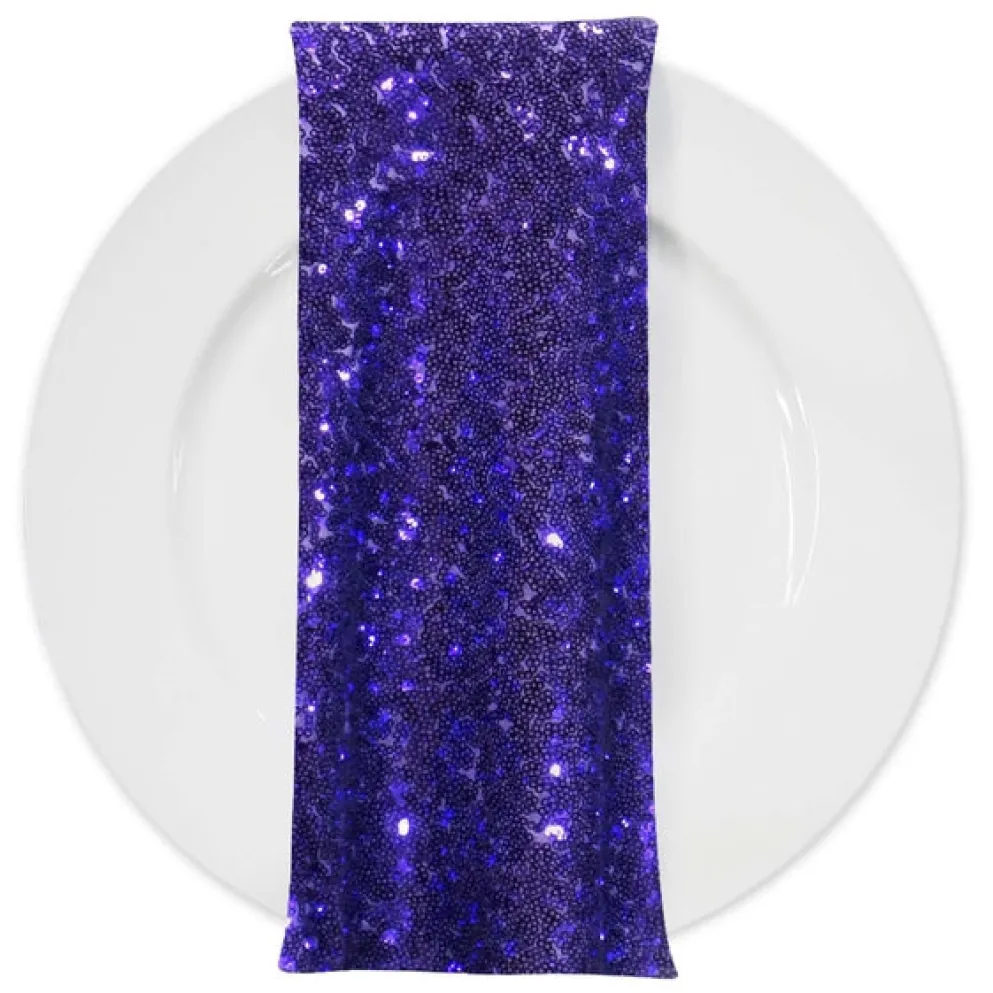 Glitz Sequins (w/ Poly Lining) Table Napkin in Purple