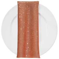 Glitz Sequins (w/ Poly Lining) Table Napkin in Peach