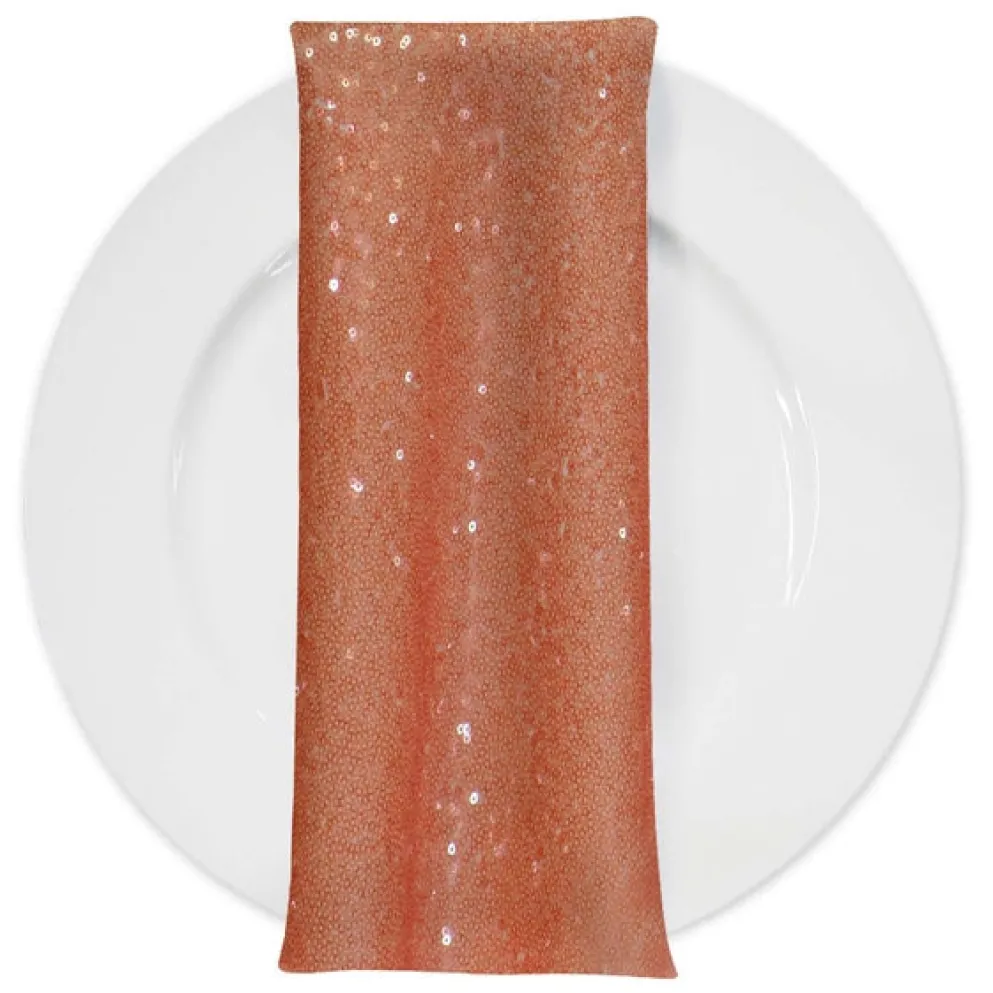 Glitz Sequins (w/ Poly Lining) Table Napkin in Peach