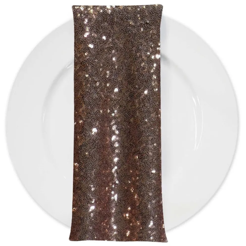 Glitz Sequins (w/ Poly Lining) Table Napkin in Rose Gold