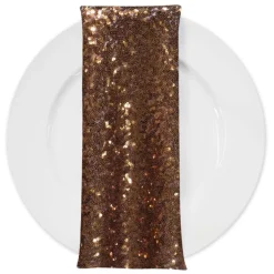 Glitz Sequins (w/ Poly Lining) Table Napkin in Copper