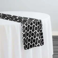 Halo Print (Lamour) Table Runner in Black and White