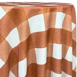 Hampton Checker (Poly Print) Table Linen in Rust
