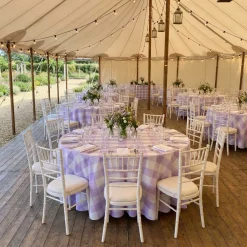 Hampton Checker (Poly Print) Table Linen in Lilac