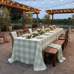 Hampton Checker (Poly Print) Table Linen in Sage