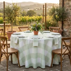 Hampton Checker (Poly Print) Table Linen in Sage