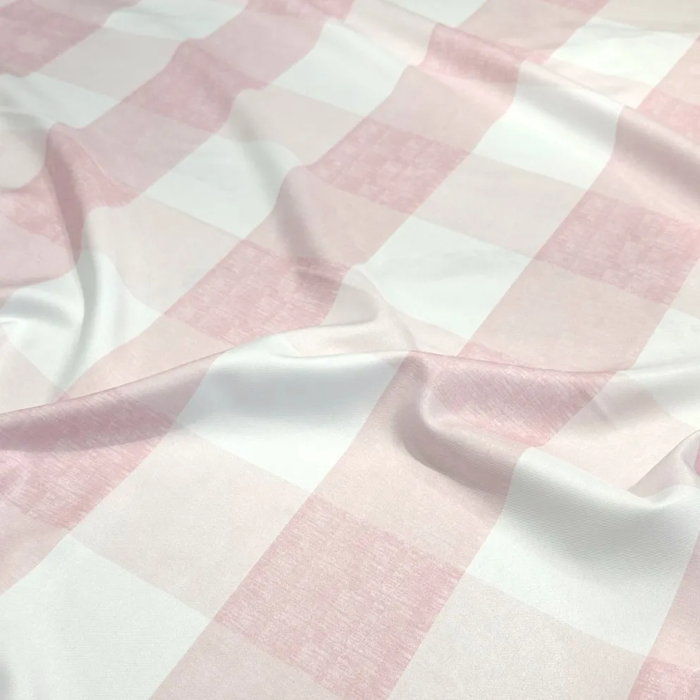 Hampton Checker (Poly Print) Table Linen in Dusty Rose