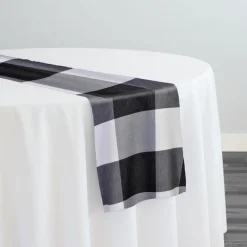 Hampton Checker (Poly Print) Table Runner in Black