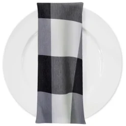Hampton Checker (Poly Print) Table Napkin in Black