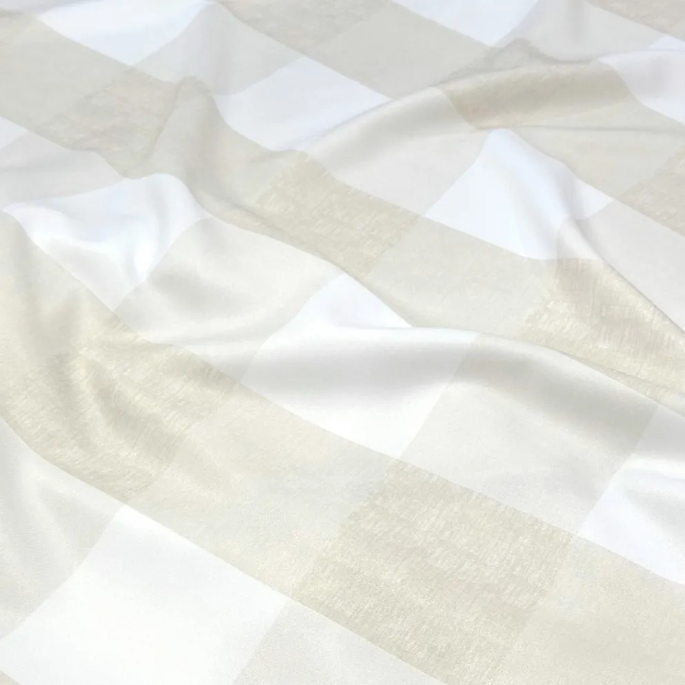 Hampton Checker (Poly Print) Table Linen in Taupe