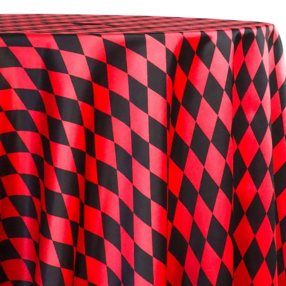 Harlequin Print (Lamour) Table Linen in Black and Red