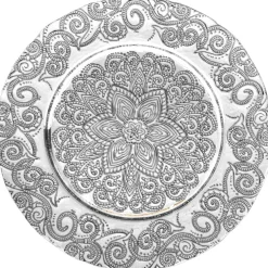 Henna - Glass Charger Plate in Silver (Item # 0294)