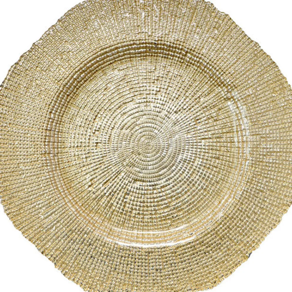 Hexagon - Glass Charger Plate in Gold (Item # 0248)