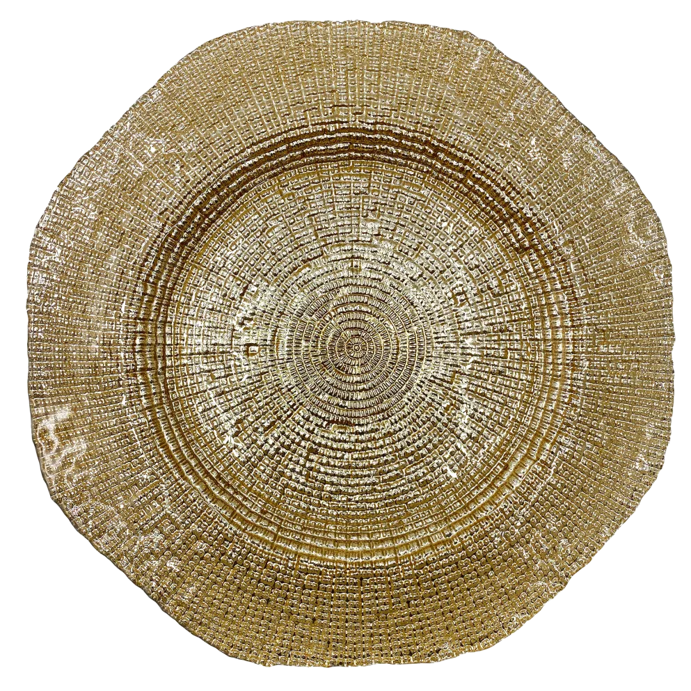 Hexagon - Glass Charger Plate in Gold (Item # 0248)