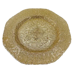 Hexagon - Glass Charger Plate in Gold (Item # 0248)