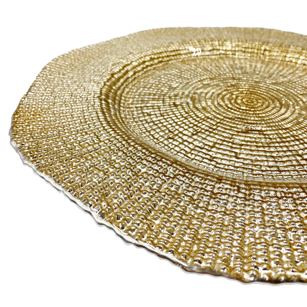 Hexagon - Glass Charger Plate in Gold (Item # 0248)