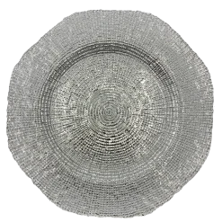 Hexagon - Glass Charger Plate in Silver (Item # 0248)