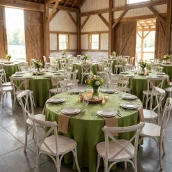 Imitation Burlap Table Linen in Willow Green